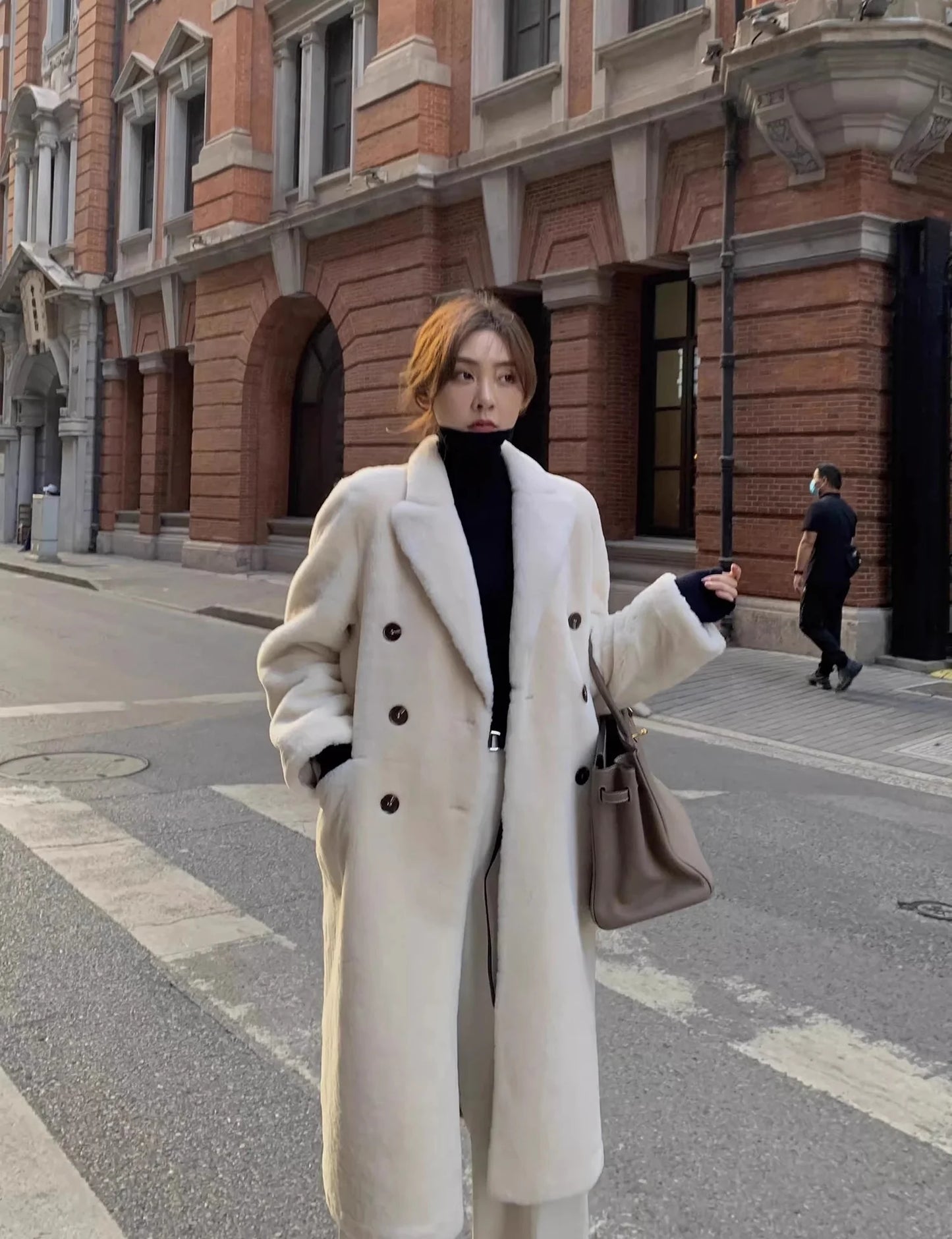 "Korean Drama Ace" Merino Mid-Length Sheepskin Coat