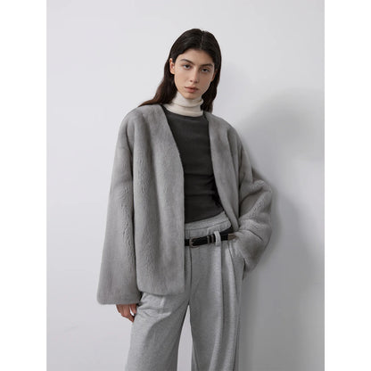 Louvre Mink V-Neck Jacket