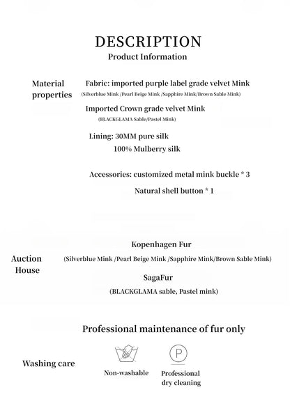 Swiss Snow Mink Velvet Fur Coat