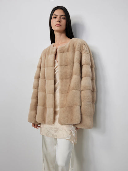 Vintage Clock Velvet Mink Fur Coat Winter