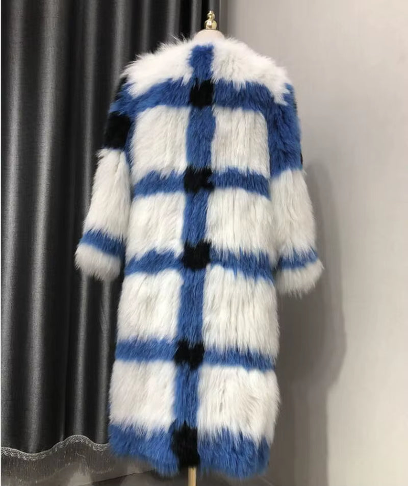 2019 Autumn Nature Fur Coat Jacket Fox Fur Knit Coat Winter Women Fur Fashion Pattern Fox Fur Medium Long Section Coats