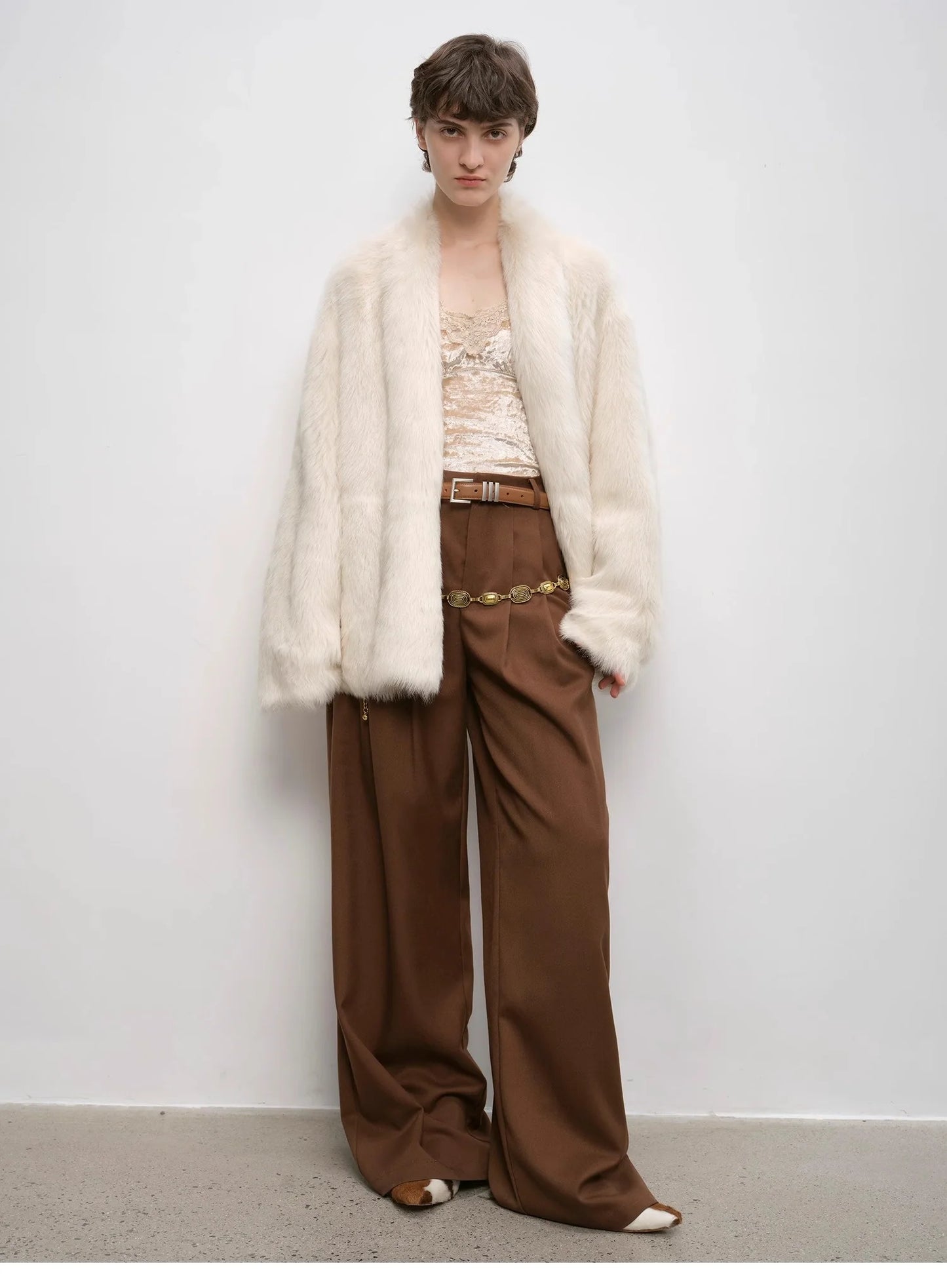 "Winter Love Island"Tuscan Fur One-Piece Coat Women'S Long Hanging Collar Straight Fur Coat